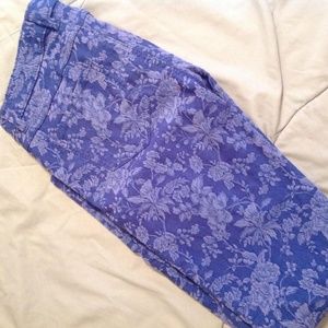 Lauren Conrad Blue Floral Crop Pants
